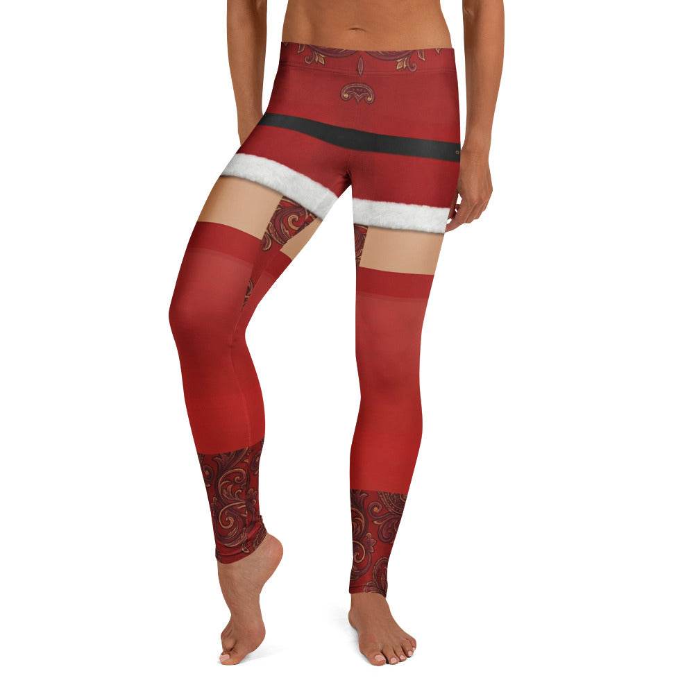 Personalisierte Damen Sportleggings Weihnachten Rot Weihnachtsmann Design Fitness Leggings Yoga Hose A651