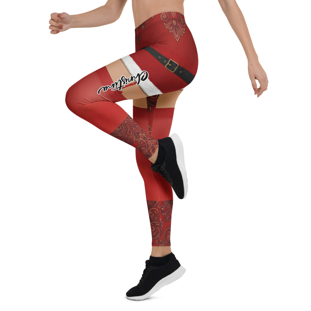 Personalisierte Damen Sportleggings Weihnachten Rot Weihnachtsmann Design Fitness Leggings Yoga Hose A651