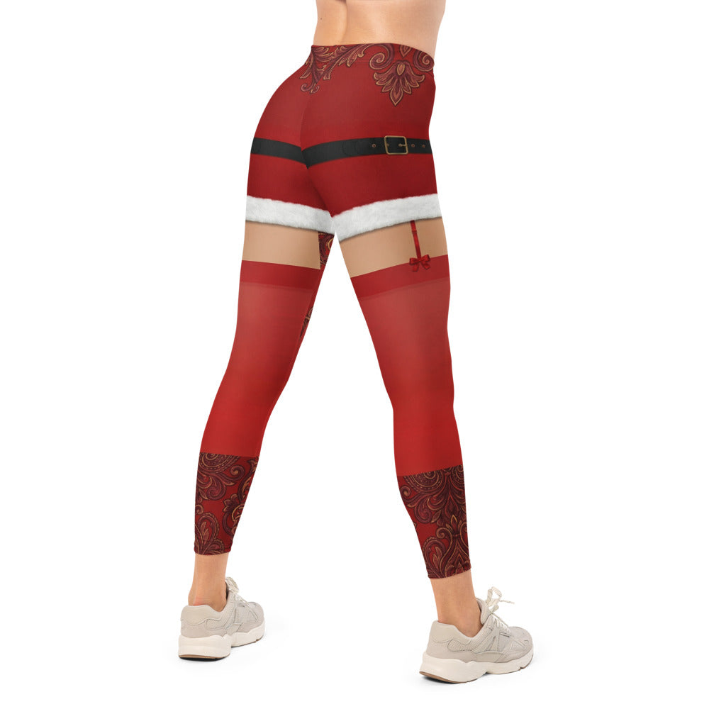 Personalisierte Damen Sportleggings Weihnachten Rot Weihnachtsmann Design Fitness Leggings Yoga Hose A651