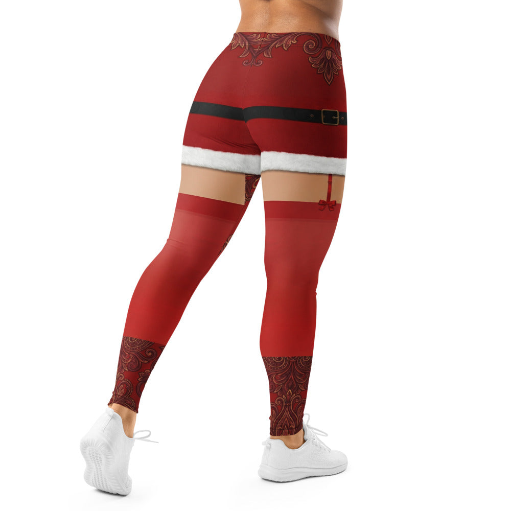 Personalisierte Damen Sportleggings Weihnachten Rot Weihnachtsmann Design Fitness Leggings Yoga Hose A651