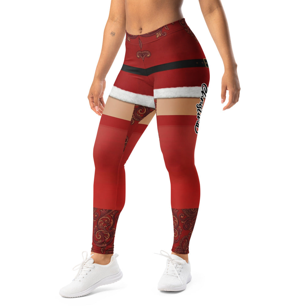 Personalisierte Damen Sportleggings Weihnachten Rot Weihnachtsmann Design Fitness Leggings Yoga Hose A651