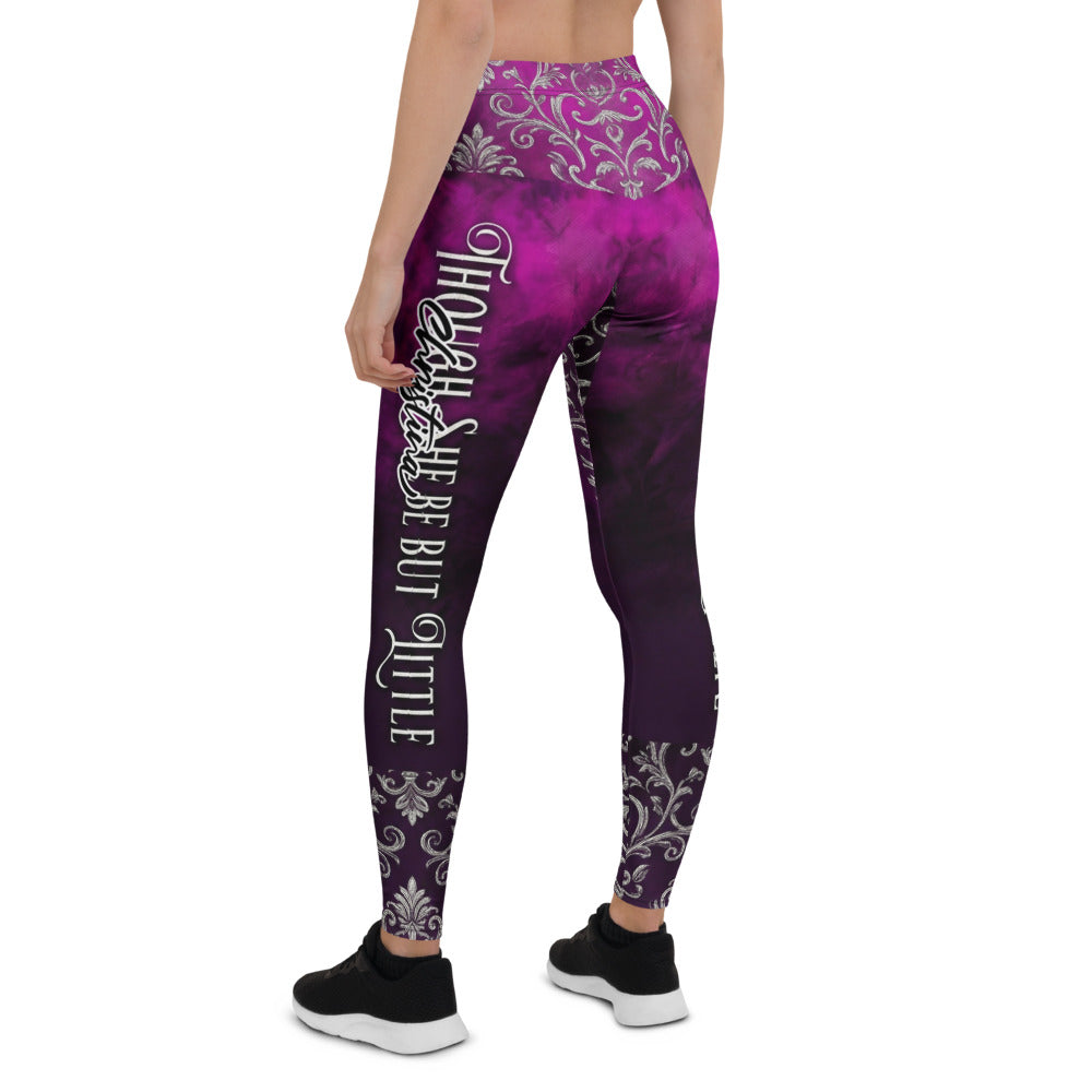 Personalisierte Sportleggings Damen Lila Schwarz Ornament Muster Barock Design Fitness Leggings H985