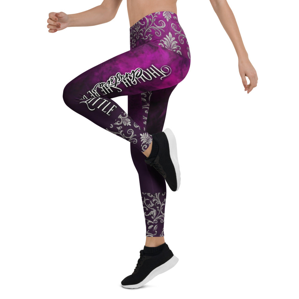 Personalisierte Sportleggings Damen Lila Schwarz Ornament Muster Barock Design Fitness Leggings H985