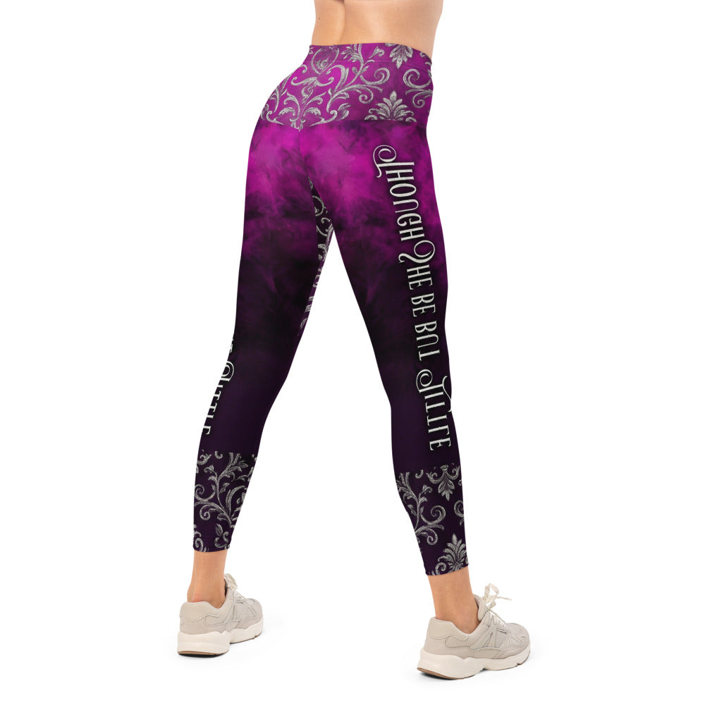 Personalisierte Sportleggings Damen Lila Schwarz Ornament Muster Barock Design Fitness Leggings H985