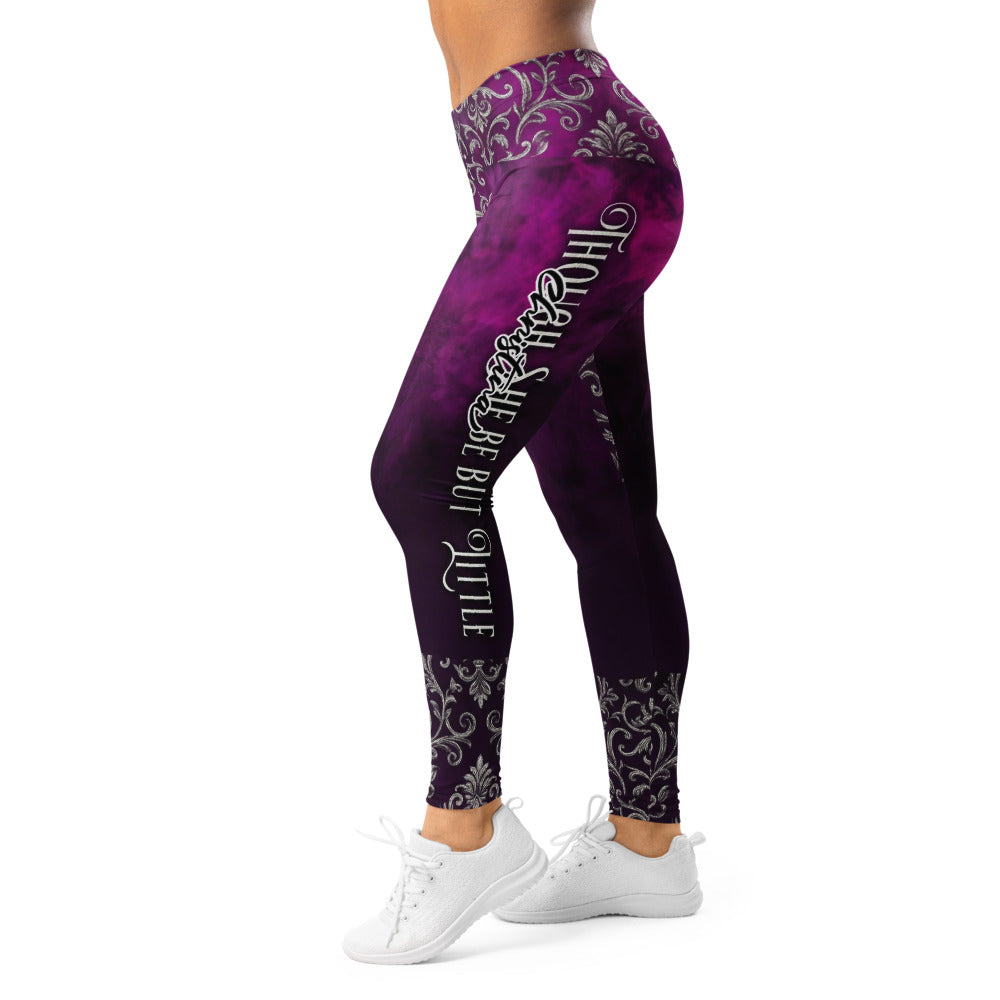 Personalisierte Sportleggings Damen Lila Schwarz Ornament Muster Barock Design Fitness Leggings H985