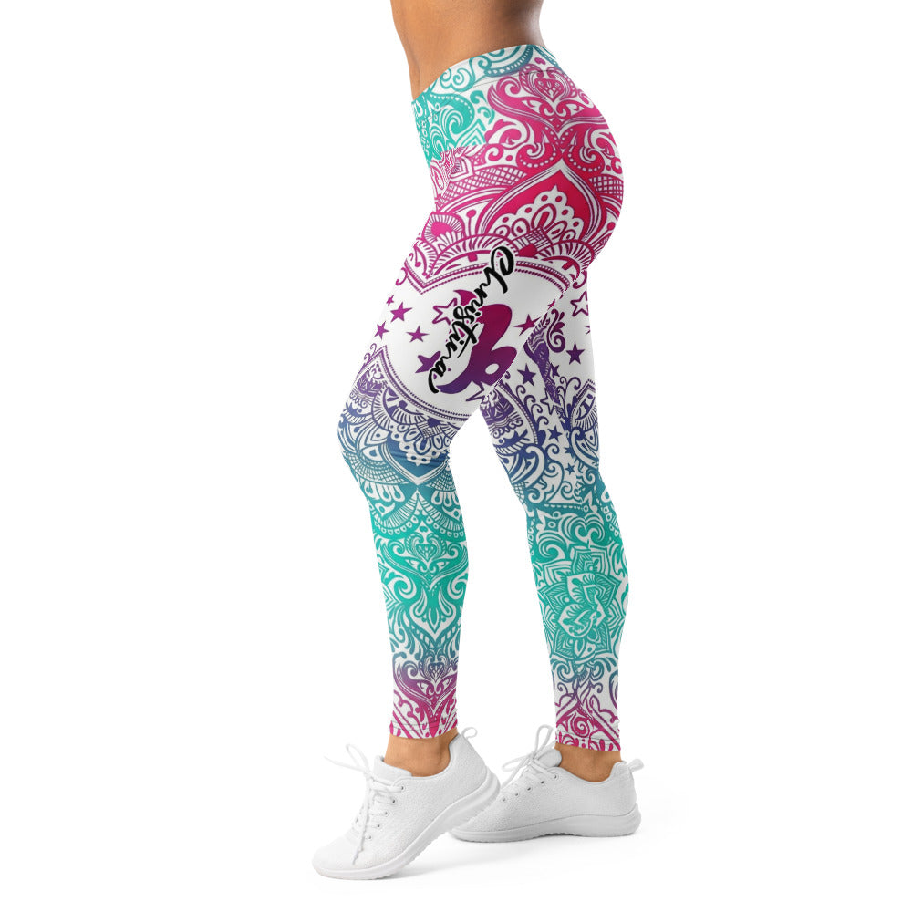Personalisierte Damen Yoga Leggings Mandala Muster Türkis Pink Violett Fitnesshose K225