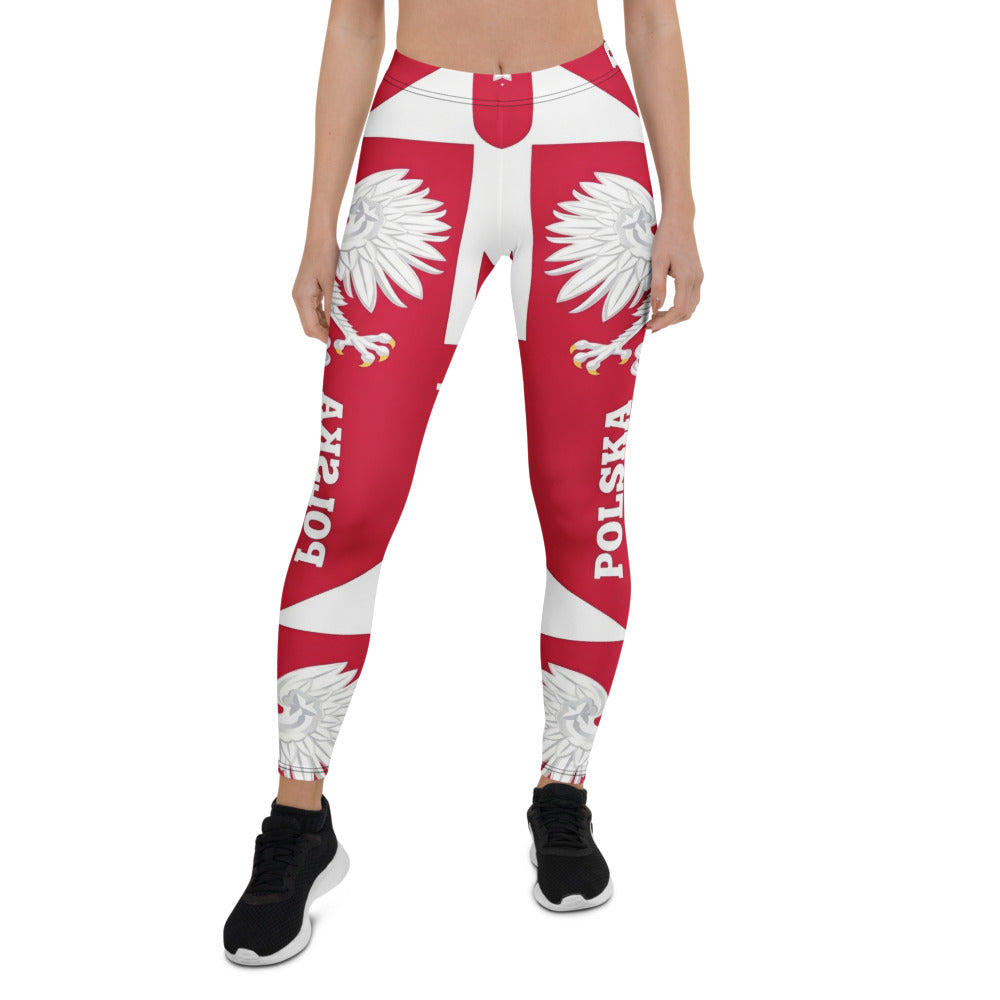 Personalisierte Damen Sportleggings Polen Flagge Design Rot Weiß Fitnesshose Wappen Adler Polska Y221