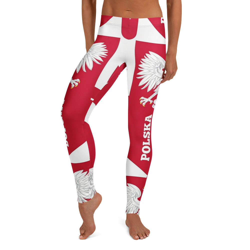 Personalisierte Damen Sportleggings Polen Flagge Design Rot Weiß Fitnesshose Wappen Adler Polska Y221