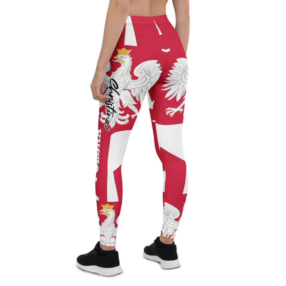 Personalisierte Damen Sportleggings Polen Flagge Design Rot Weiß Fitnesshose Wappen Adler Polska Y221