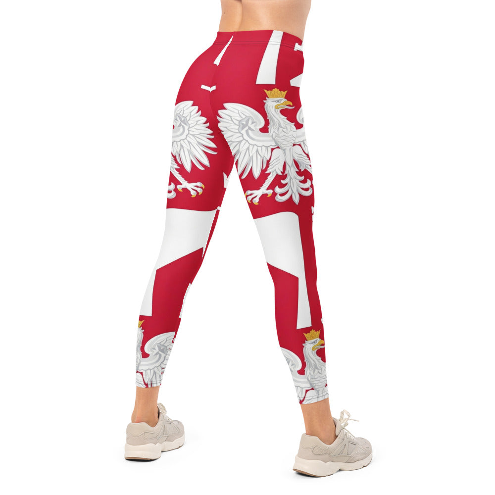 Personalisierte Damen Sportleggings Polen Flagge Design Rot Weiß Fitnesshose Wappen Adler Polska Y221
