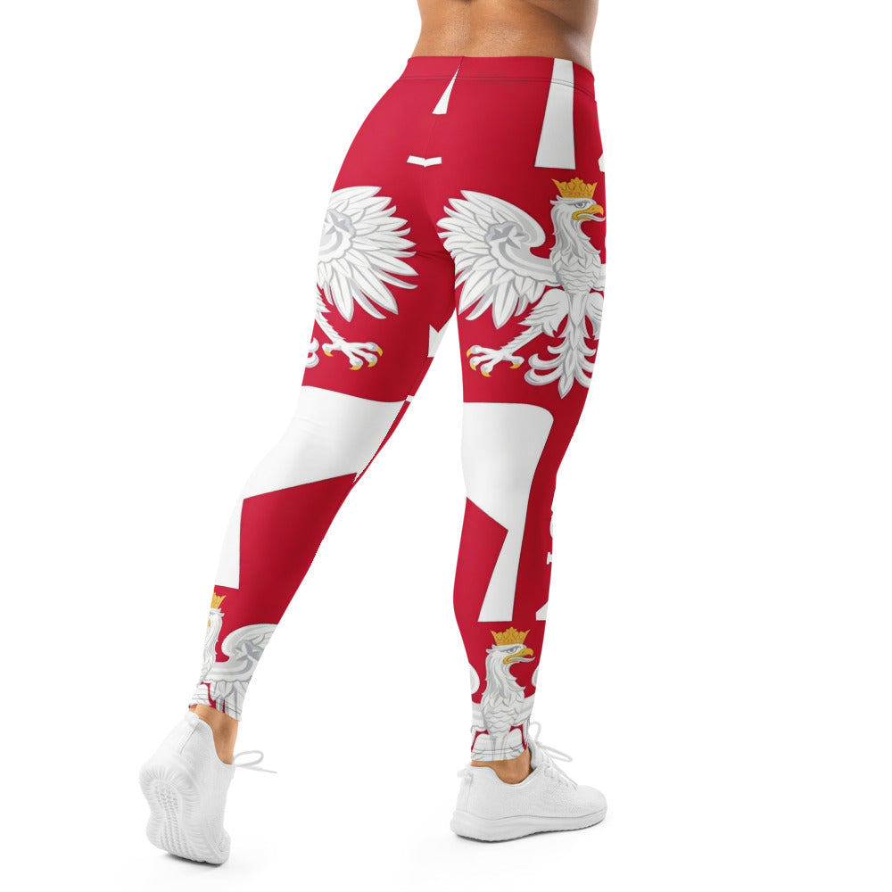 Personalisierte Damen Sportleggings Polen Flagge Design Rot Weiß Fitnesshose Wappen Adler Polska Y221