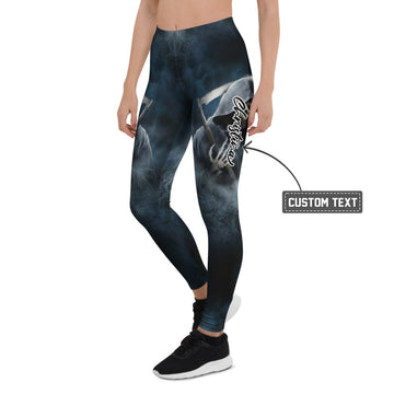 Personalisierte Sportleggings Damen Sensemann Design Dunkelblau Schwarz Gothic Fitness Yoga Leggings E757 - XL