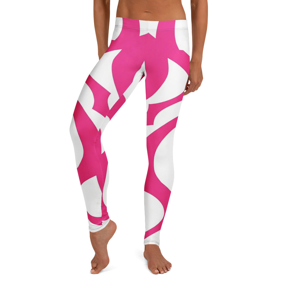 Personalisierte Sportleggings Damen Abstrakt Pink Weiß Fitness Leggings Yoga Tights J779