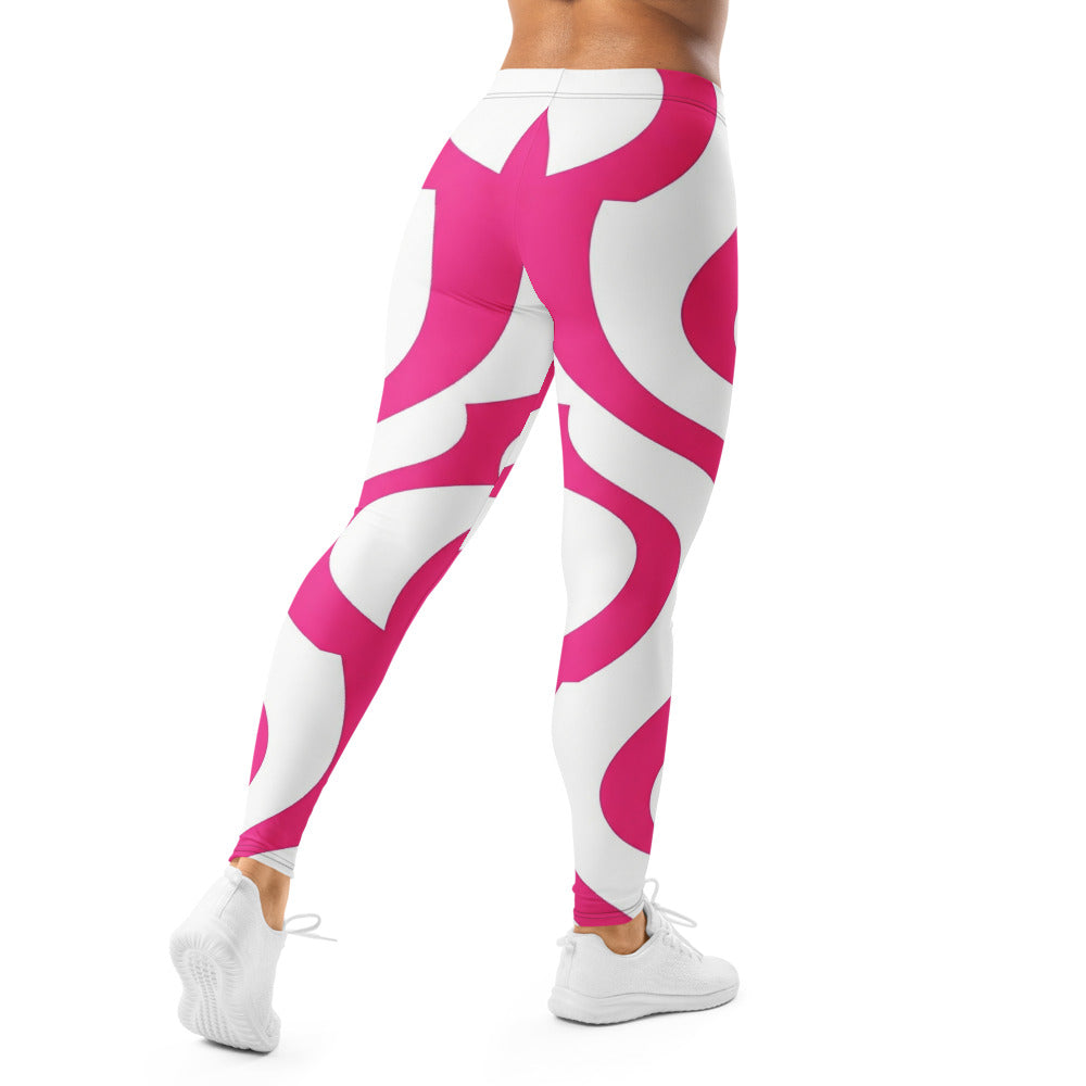 Personalisierte Sportleggings Damen Abstrakt Pink Weiß Fitness Leggings Yoga Tights J779