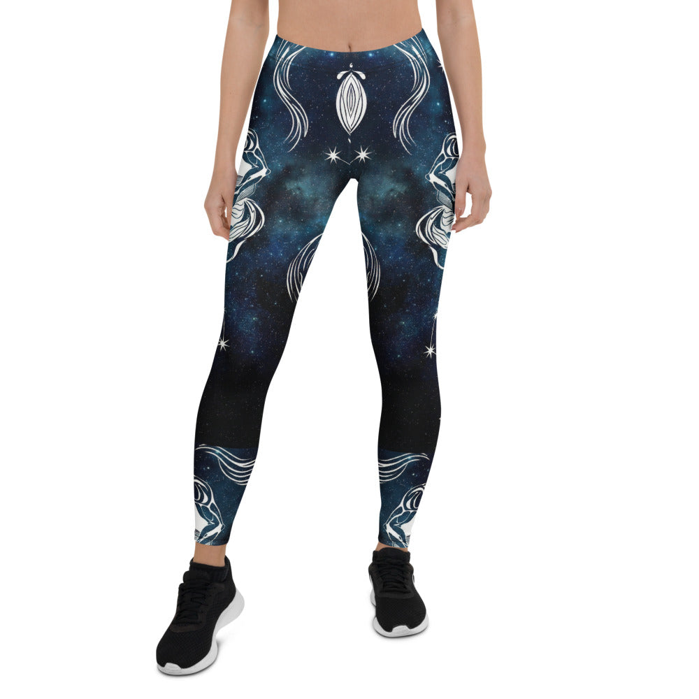 Personalisierte Damen Sportleggings Galaxy Weltraum Design Dunkelblau Fitness Leggings Sternenhimmel Yoga Hose Blickdicht K403
