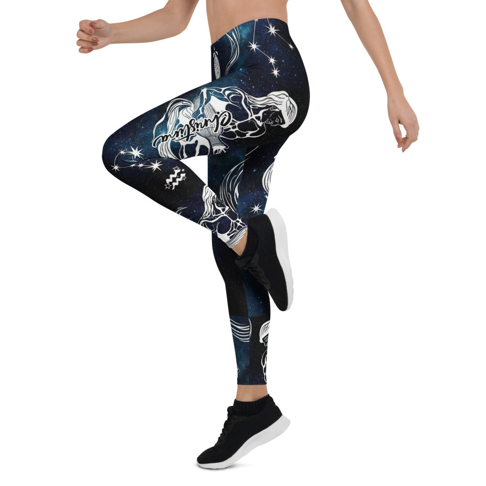 Personalisierte Damen Sportleggings Galaxy Weltraum Design Dunkelblau Fitness Leggings Sternenhimmel Yoga Hose Blickdicht K403