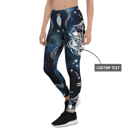 Personalisierte Damen Sportleggings Galaxy Weltraum Design Dunkelblau Fitness Leggings Sternenhimmel Yoga Hose Blickdicht K403 - XL