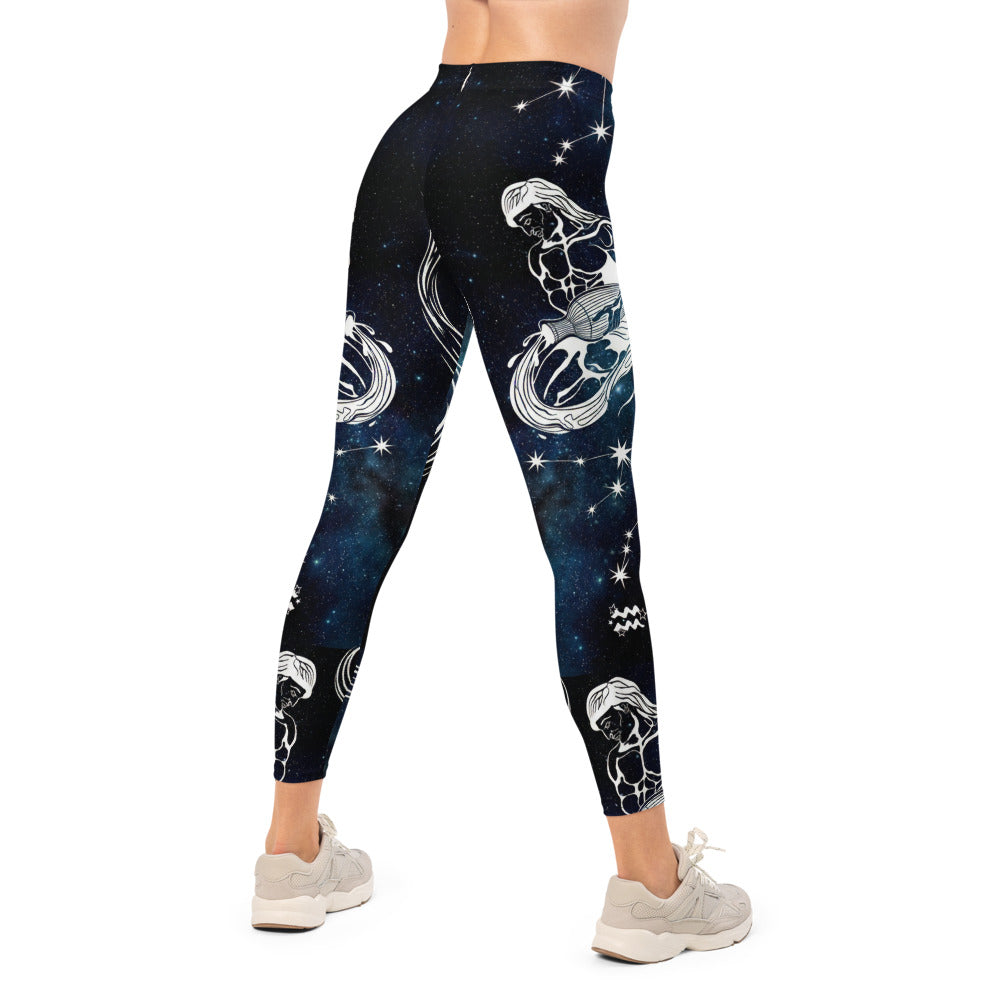 Personalisierte Damen Sportleggings Galaxy Weltraum Design Dunkelblau Fitness Leggings Sternenhimmel Yoga Hose Blickdicht K403