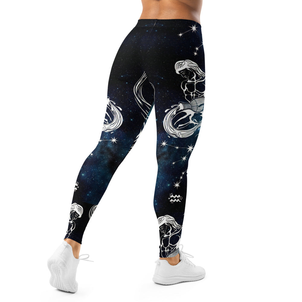 Personalisierte Damen Sportleggings Galaxy Weltraum Design Dunkelblau Fitness Leggings Sternenhimmel Yoga Hose Blickdicht K403