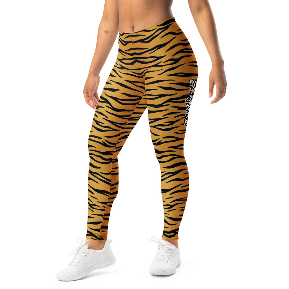 Personalisierte Damen Sportleggings Tigerprint Orange Schwarz Fitness Yoga Leggings Animal Print F753