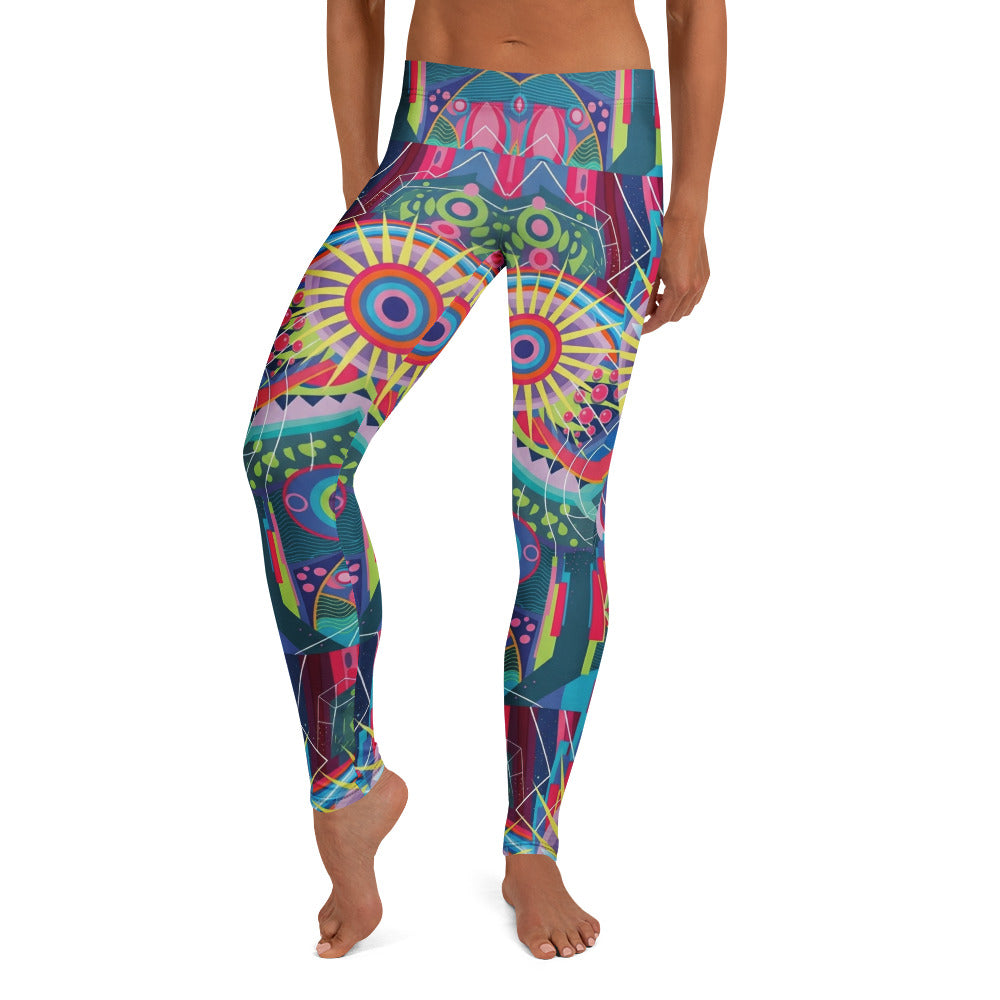 Personalisierte Damen Sportleggings Bunt Abstrakt Psychedelisches Muster Fitness Yoga Leggings A105