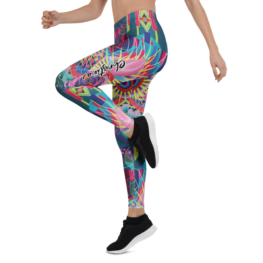 Personalisierte Damen Sportleggings Bunt Abstrakt Psychedelisches Muster Fitness Yoga Leggings A105