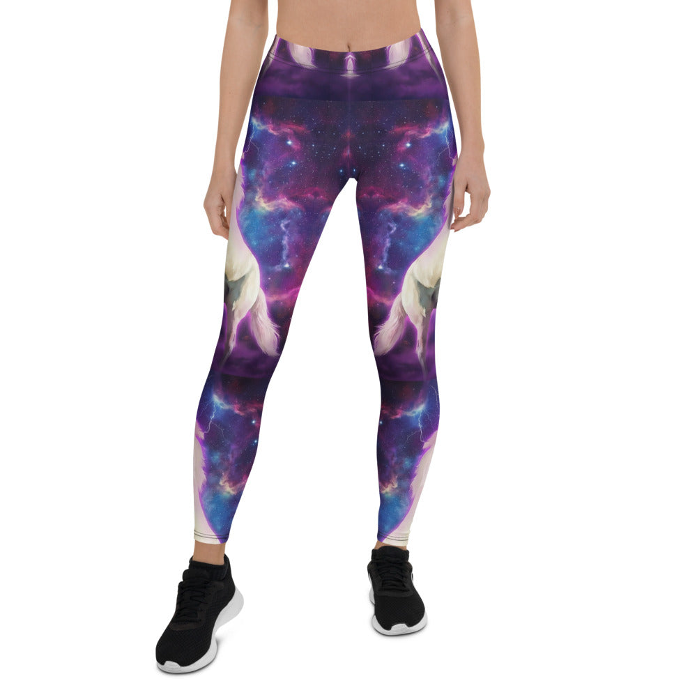 Personalisierte Damen Sportleggings Einhorn Galaxy Design Lila Blau Fitness Yoga Leggings T188