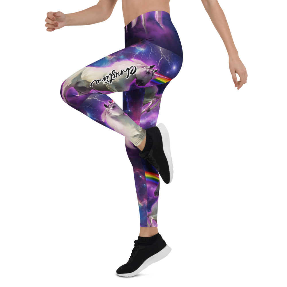 Personalisierte Damen Sportleggings Einhorn Galaxy Design Lila Blau Fitness Yoga Leggings T188