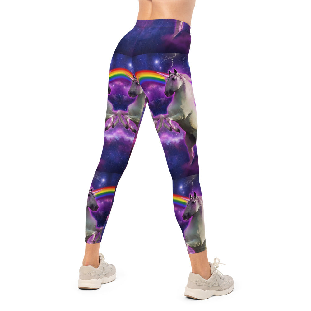 Personalisierte Damen Sportleggings Einhorn Galaxy Design Lila Blau Fitness Yoga Leggings T188