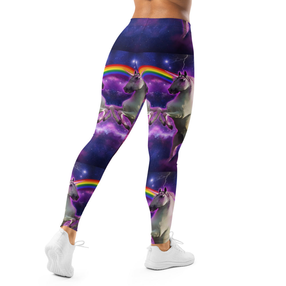 Personalisierte Damen Sportleggings Einhorn Galaxy Design Lila Blau Fitness Yoga Leggings T188