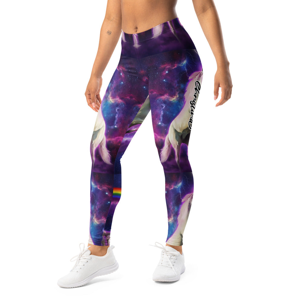 Personalisierte Damen Sportleggings Einhorn Galaxy Design Lila Blau Fitness Yoga Leggings T188