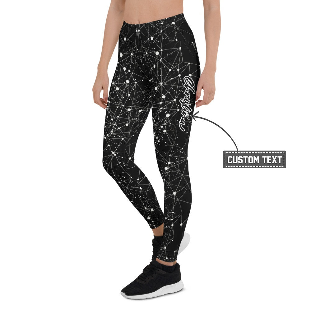 Personalisierte Damen Sportleggings Geometrisches Muster Schwarz Weiß Fitness Yoga Leggings I349 - XL