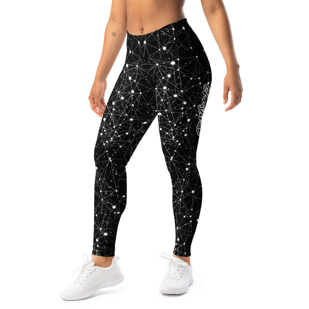 Personalisierte Damen Sportleggings Geometrisches Muster Schwarz Weiß Fitness Yoga Leggings I349