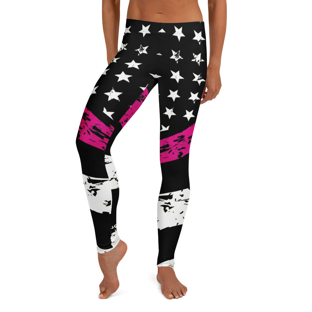 Personalisierte Damen Sportleggings Sterne Muster Schwarz Pink Weiß Fitness Leggings Sporthose P540