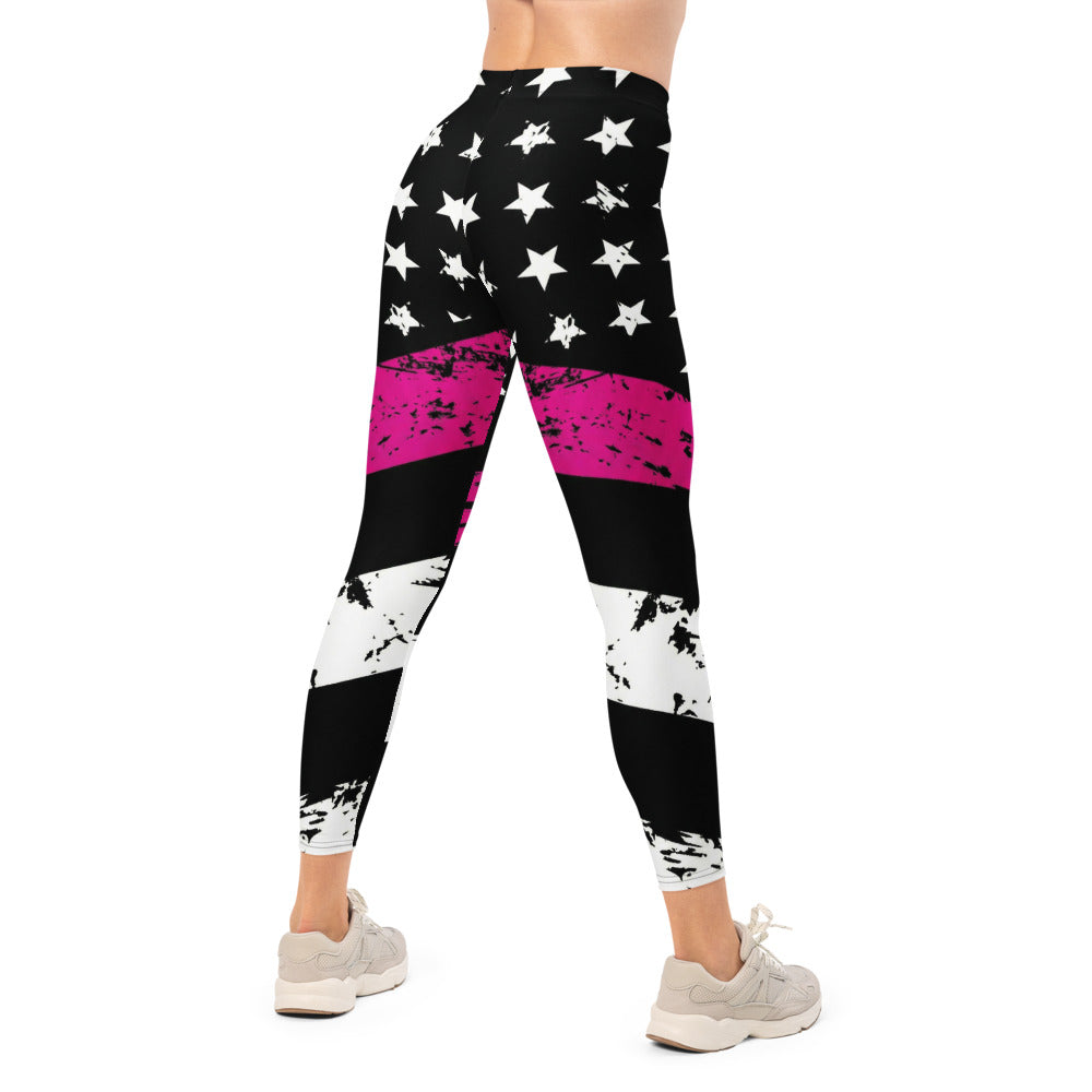 Personalisierte Damen Sportleggings Sterne Muster Schwarz Pink Weiß Fitness Leggings Sporthose P540