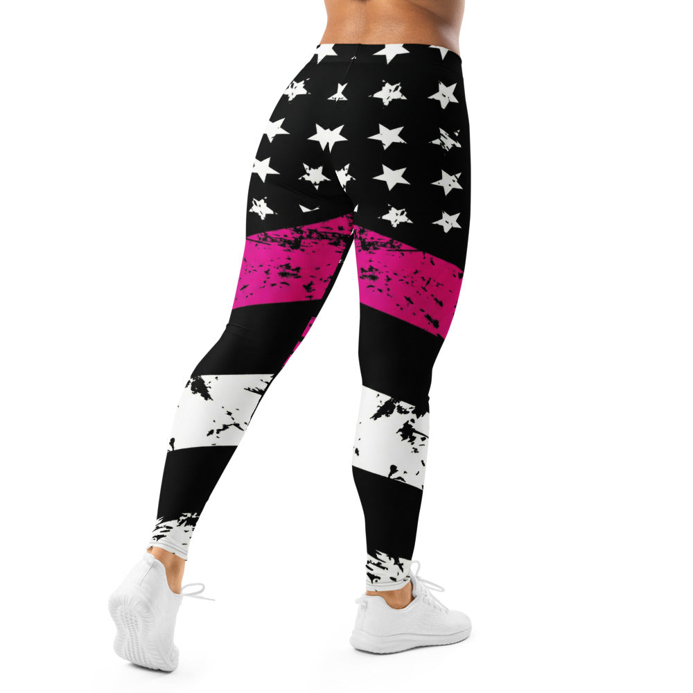Personalisierte Damen Sportleggings Sterne Muster Schwarz Pink Weiß Fitness Leggings Sporthose P540