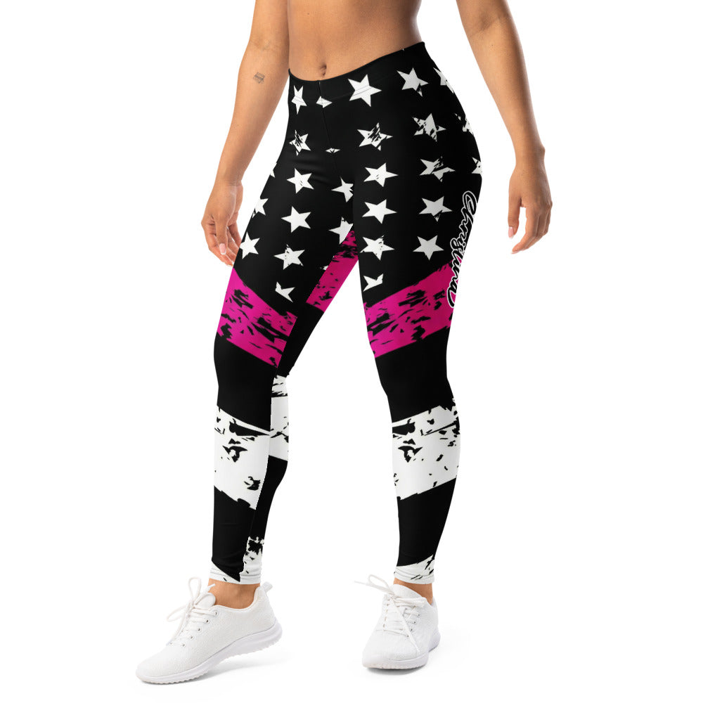Personalisierte Damen Sportleggings Sterne Muster Schwarz Pink Weiß Fitness Leggings Sporthose P540