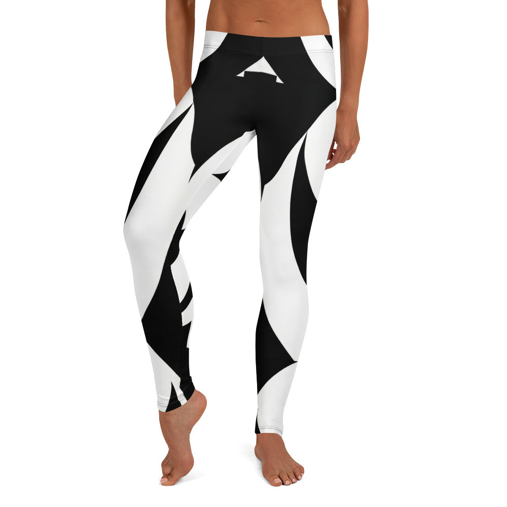 Personalisierte Damen Sportleggings Abstrakt Geometrisch Schwarz Weiß Fitness Yoga Leggings E977