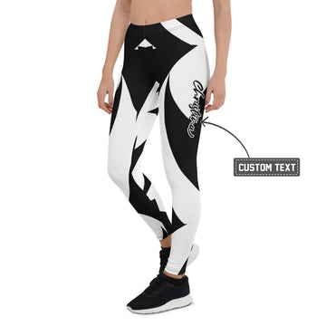Personalisierte Damen Sportleggings Abstrakt Geometrisch Schwarz Weiß Fitness Yoga Leggings E977 - XL