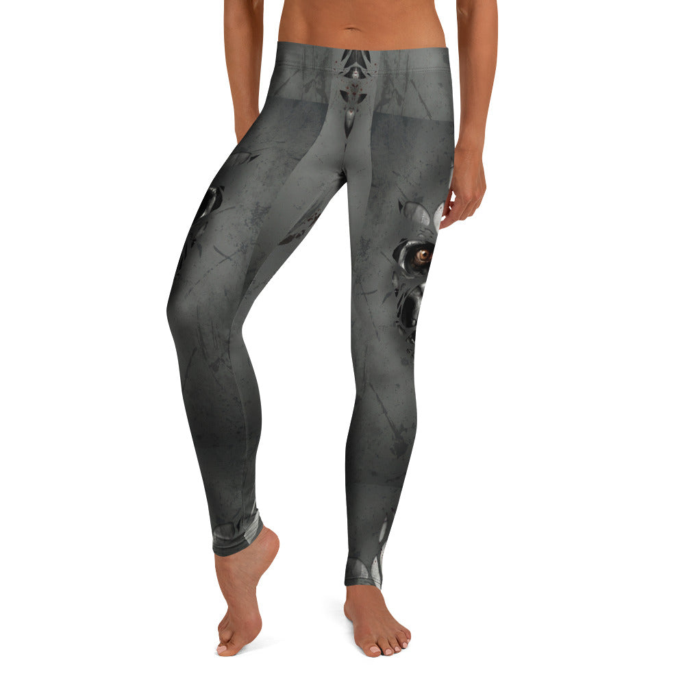Personalisierte Damen Sportleggings Fantasy Maske Design Grau Schwarz Fitness Leggings Yoga Hose O233