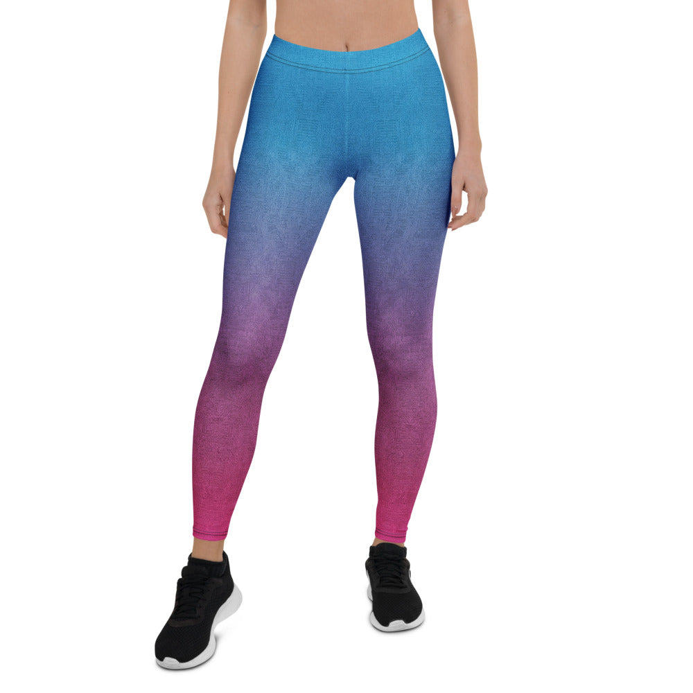 Personalisierte Damen Sportleggings Farbverlauf Blau Lila Pink Fitness Leggings Yoga Hose H328