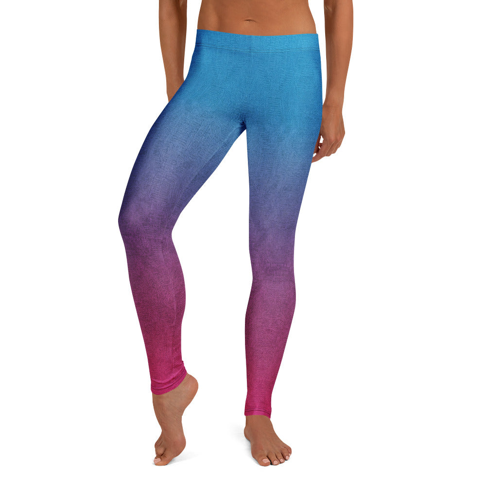 Personalisierte Damen Sportleggings Farbverlauf Blau Lila Pink Fitness Leggings Yoga Hose H328