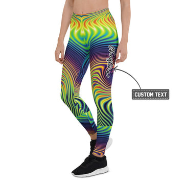 Personalisierte Sportleggings Damen Psychedelisch Bunt Abstrakt Fitness Yoga Leggings Wellenmuster K035 - XL