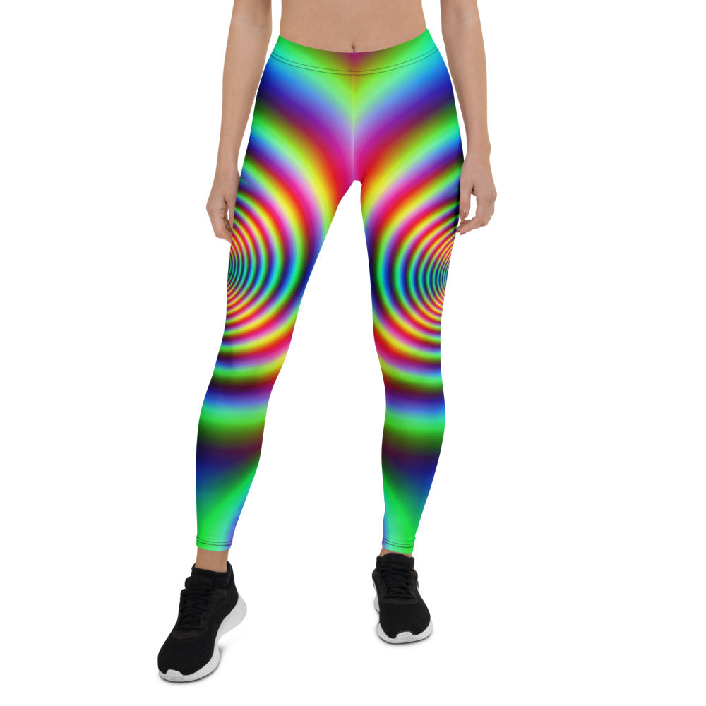 Personalisierte Damen Sportleggings Psychedelisch Bunt Regenbogen Spiral Muster Fitness Yoga Leggings T102
