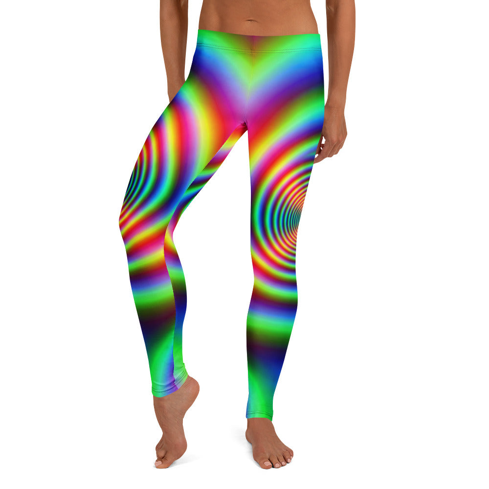 Personalisierte Damen Sportleggings Psychedelisch Bunt Regenbogen Spiral Muster Fitness Yoga Leggings T102