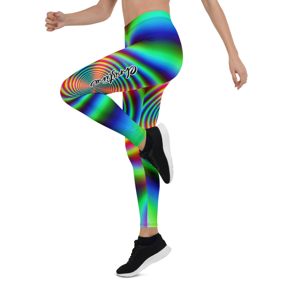 Personalisierte Damen Sportleggings Psychedelisch Bunt Regenbogen Spiral Muster Fitness Yoga Leggings T102