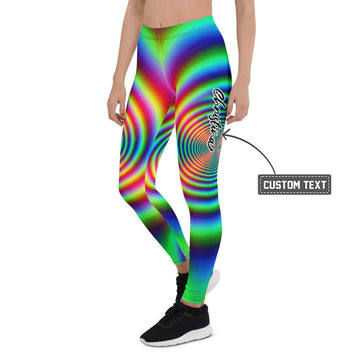 Personalisierte Damen Sportleggings Psychedelisch Bunt Regenbogen Spiral Muster Fitness Yoga Leggings T102 - XL