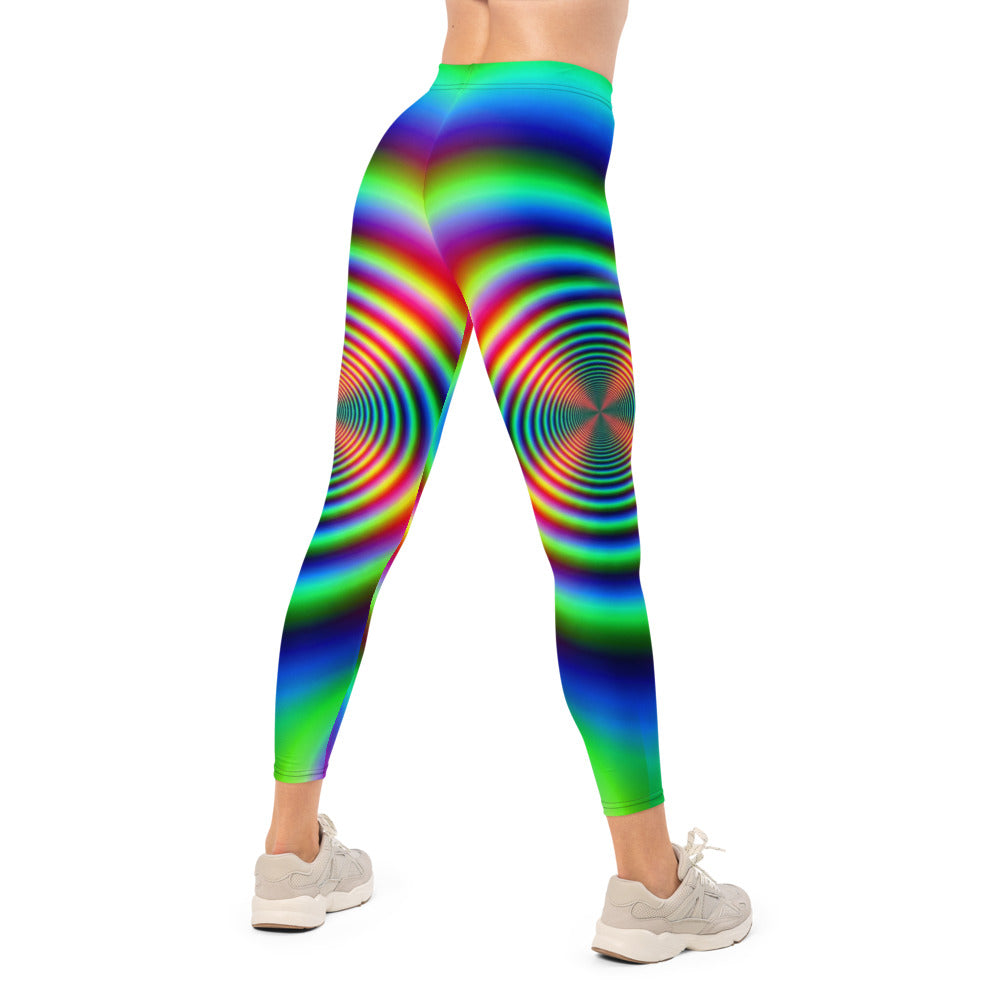 Personalisierte Damen Sportleggings Psychedelisch Bunt Regenbogen Spiral Muster Fitness Yoga Leggings T102