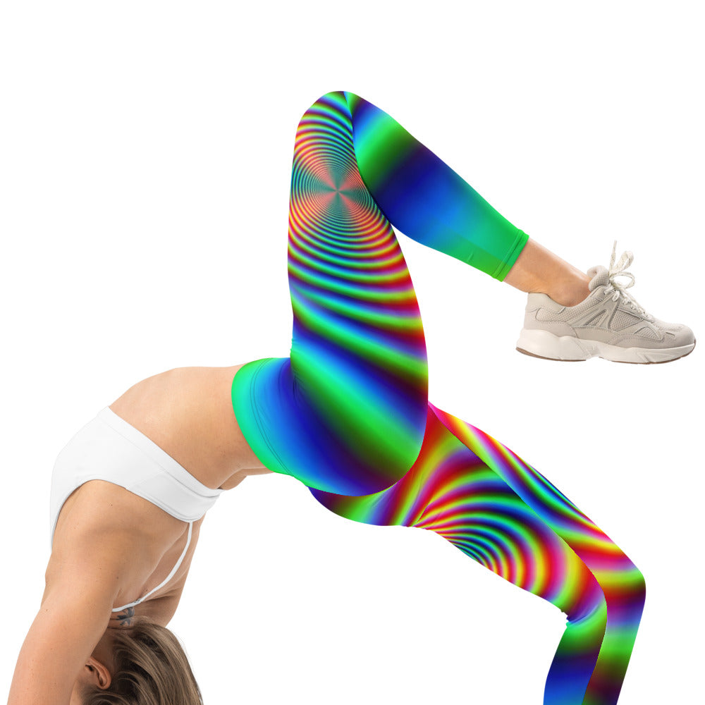 Personalisierte Damen Sportleggings Psychedelisch Bunt Regenbogen Spiral Muster Fitness Yoga Leggings T102