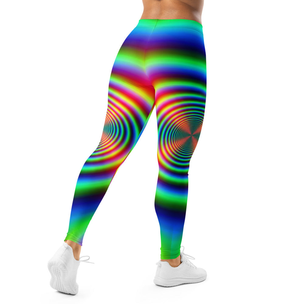 Personalisierte Damen Sportleggings Psychedelisch Bunt Regenbogen Spiral Muster Fitness Yoga Leggings T102